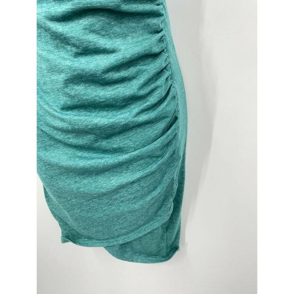 Leith T-shirt Dress Womens XS Green Space Dye Sleeveless Ruched Side - Picture 3 of 6